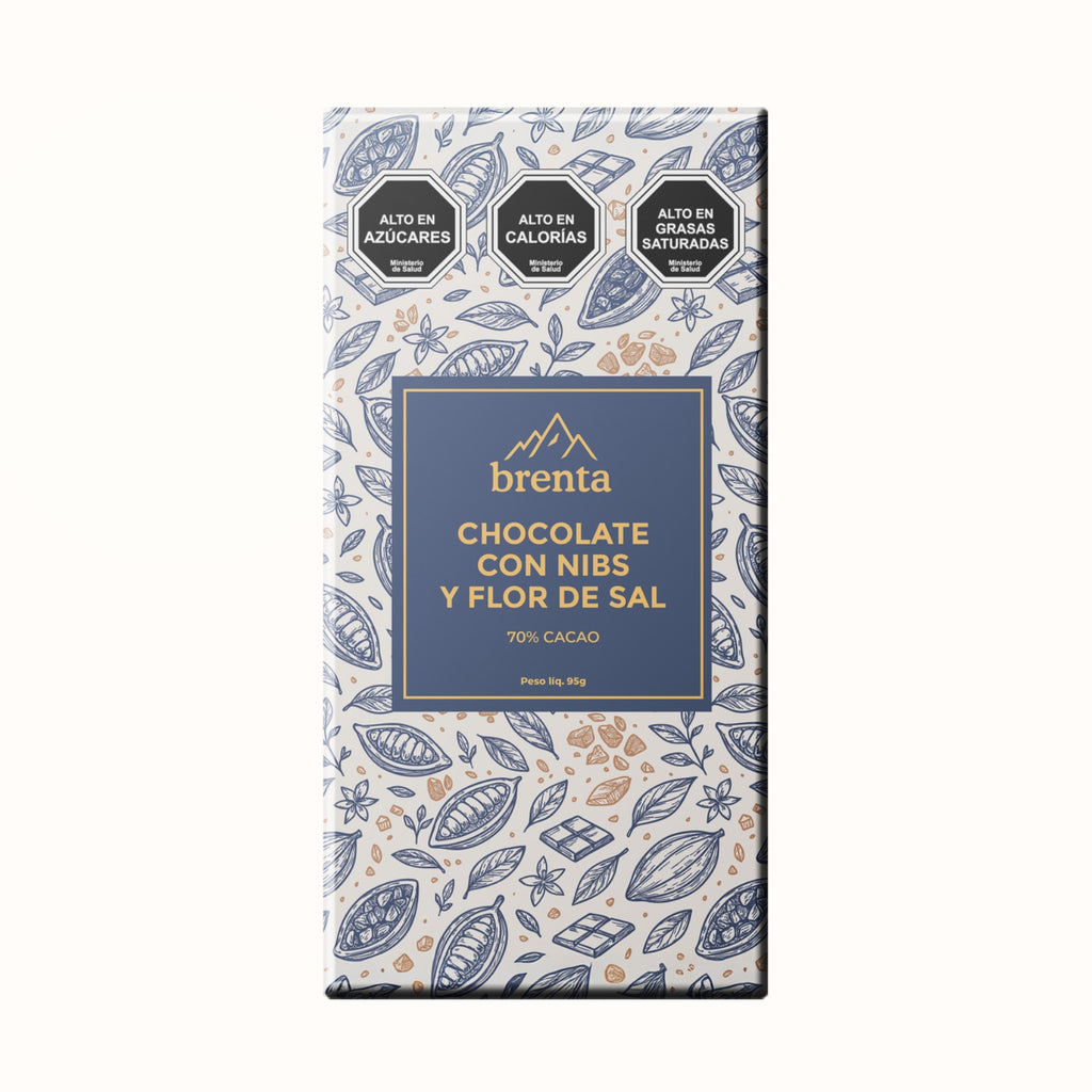 Chocolate con nibs y flor de sal 70% cacao