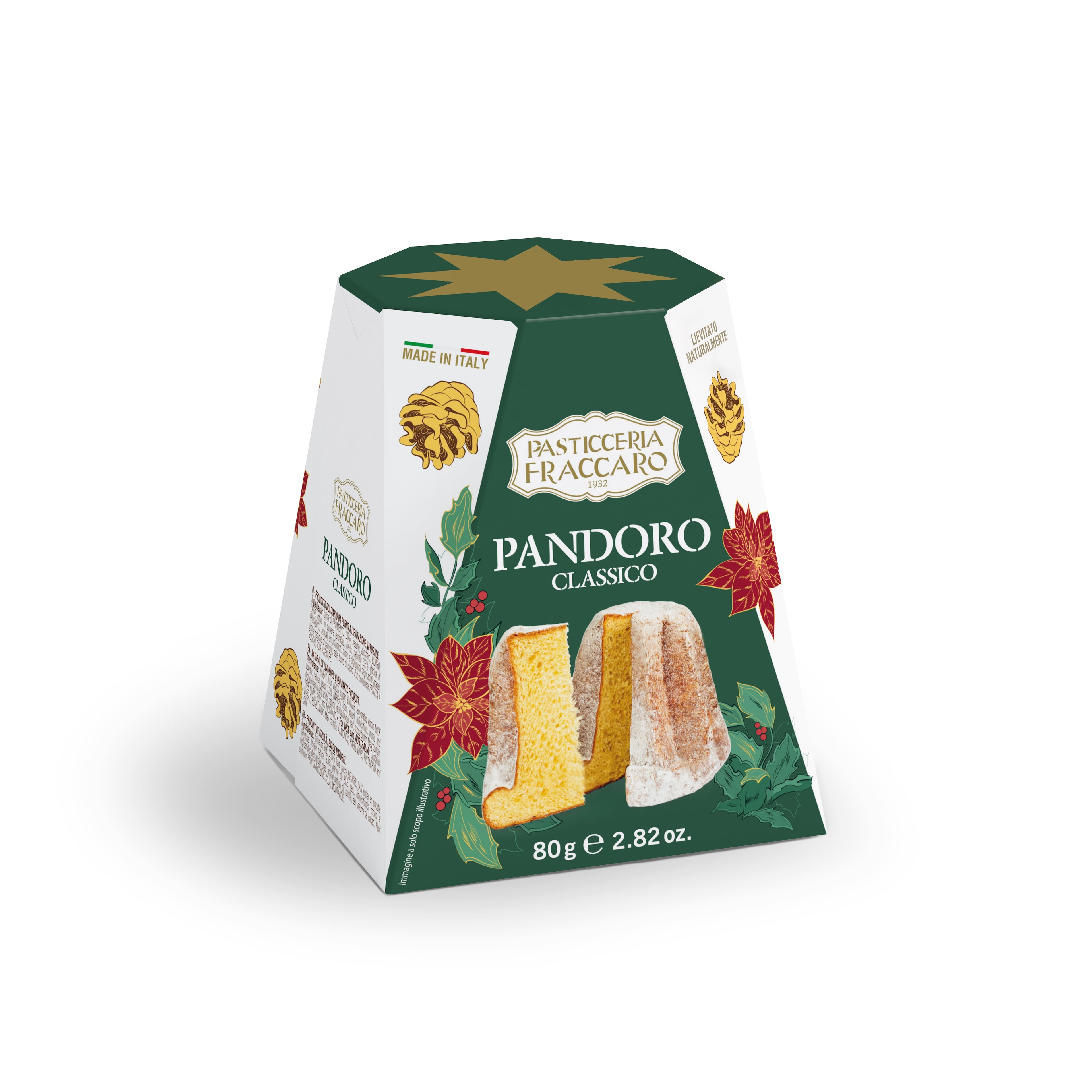 Mini pandoro italiano Fraccaro de 80 gramos, formato individual