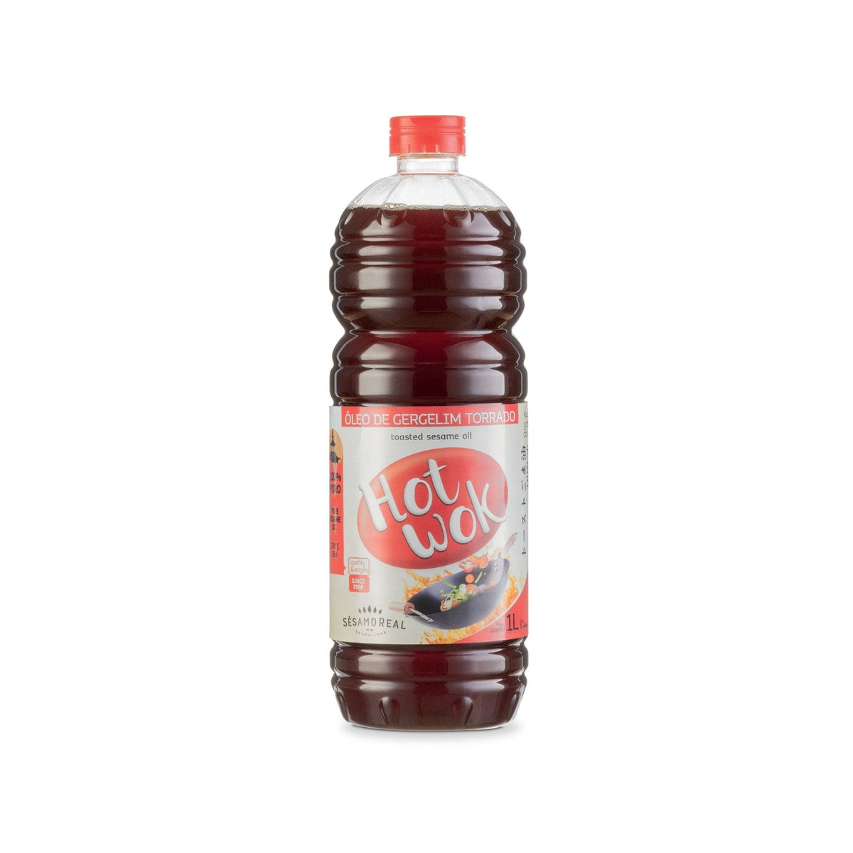 Aceite de sésamo tostado Hot Wok 1 litro, botella con tapa roja