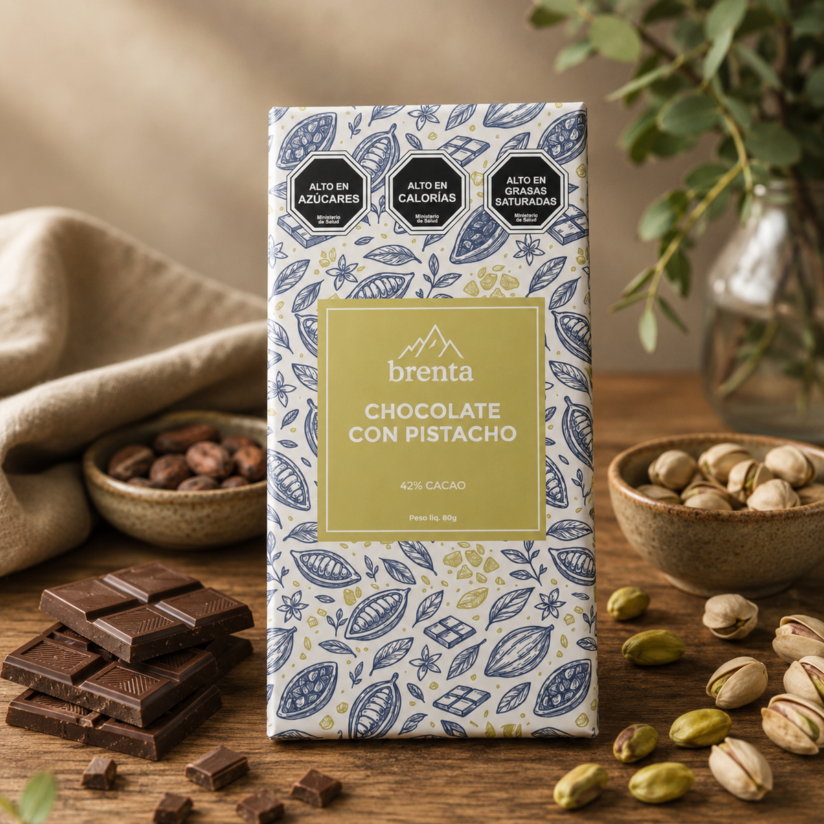 Chocolate con Pistacho 42% Cacao